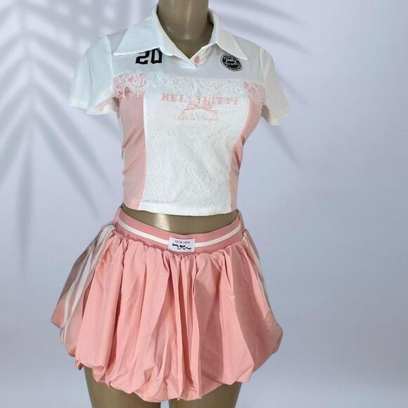 ✨ Sporty Pink & White Two-Piece Set - Picture 1 of 3